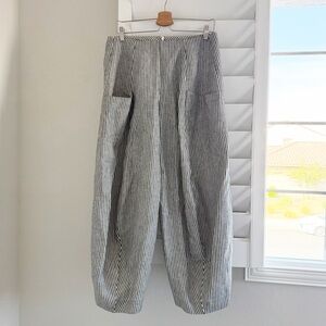 Elm by Matthildur Barrel Linen Peggy Striped Pants Pockets Slouchy Lagenlook